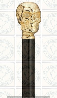 Wooden Walking Stick with Brass Skull Handle Hind Handicrafts products