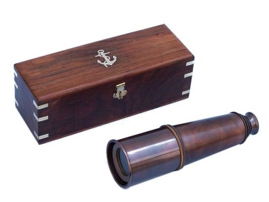 Nautical Antique Brass Telescope with Sheesham Wood Brass Inlaid Box Hind Handicrafts products