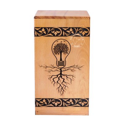 Beech Wood Border Floral Engraved Cremation Urn Box Hind Handicrafts products
