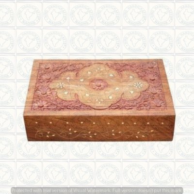 Sheesham Wood Engraved Brass Inlaid Jewelry Box Hind Handicrafts products