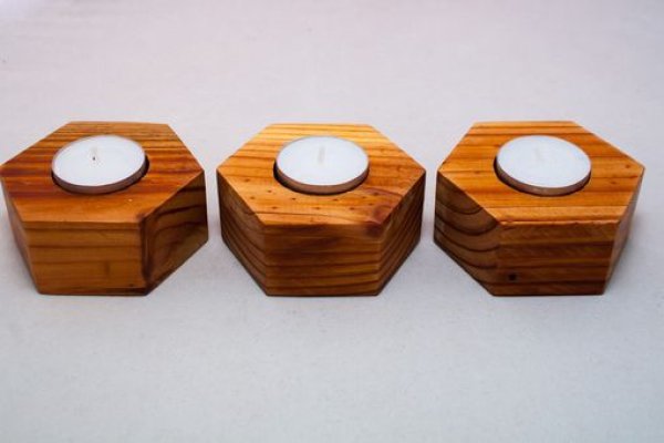 Sheesham Wood Hexagon Shaped Tealight Holder Hind Handicrafts products
