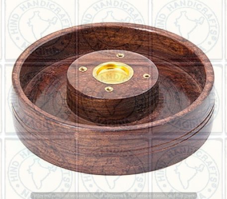 Sheesham Wood Round Incense Holder Hind Handicrafts products