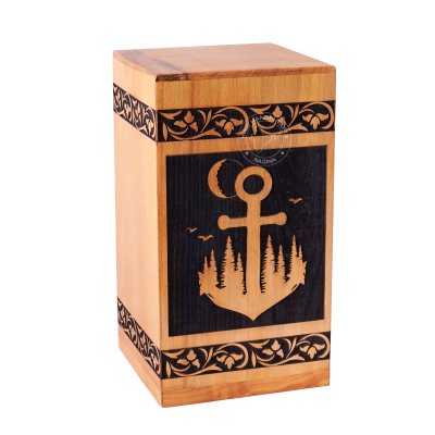 Sheesham Wood Border Floral Engraved Cremation Urn Box Hind Handicrafts products