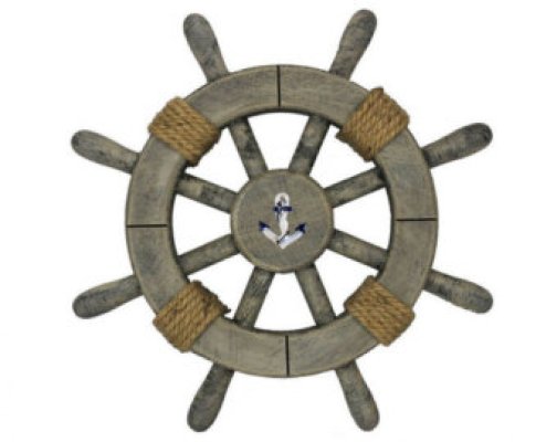 Rope Wrapped Wooden Nautical Ship Wheel Hind Handicrafts products
