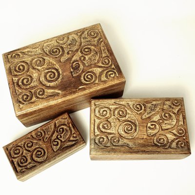Mango Wood Engraved Tree of life Antique Jewelry Box Hind Handicrafts products