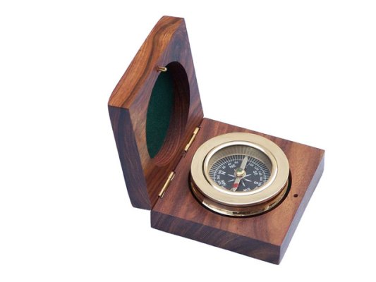 Brass Compass with Sheesham Wood Box Hind Handicrafts products