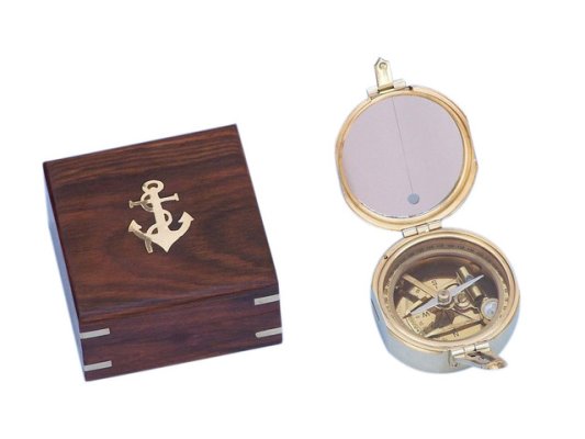 Brass Compass with Sheesham Wood Anchor Inlaid Box Hind Handicrafts products