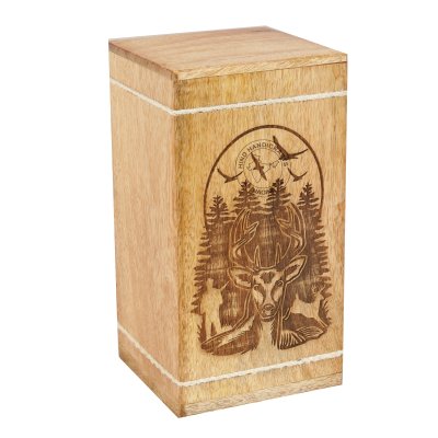 Mango Wood Border Engraved Cremation Urn Box