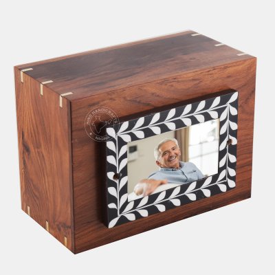 Sheesham Wood Cremation Photo Urn Box