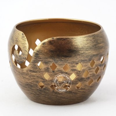 Handcrafted Iron Sheet Antique Brass Coloured Yarn Bowl
