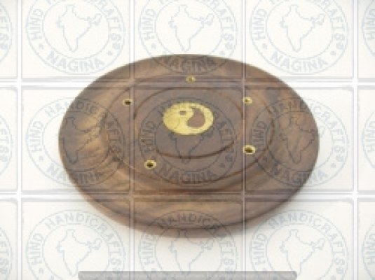Sheesham Wood Round Incense Holder Hind Handicrafts products