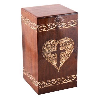 Sheesham Wood Border Floral Engraved Cremation Urn Box Hind Handicrafts products