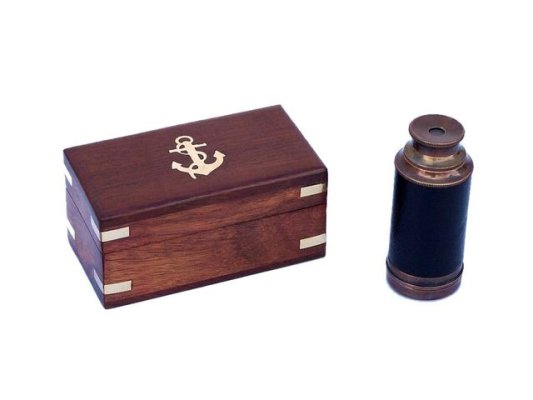 Nautical Antique Brass Telescope with Sheesham Wood Brass Inlaid Box Hind Handicrafts products