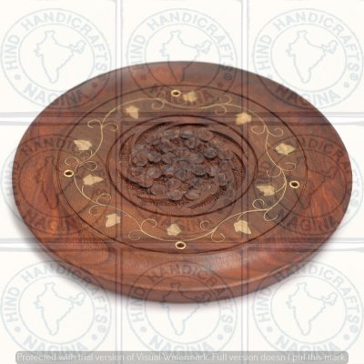 Sheesham Wood Round Incense Holder Hind Handicrafts products
