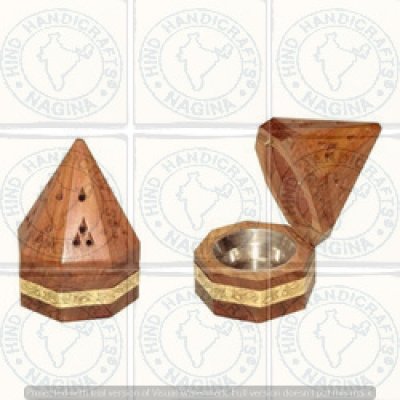 Sheesham Wood Round Conical Incense Holder Hind Handicrafts products