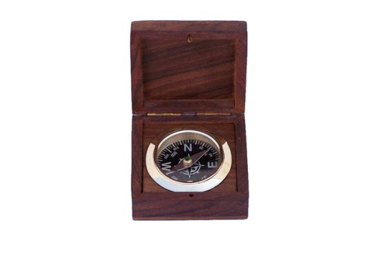 Brass Compass with Sheesham Wood Box Hind Handicrafts products
