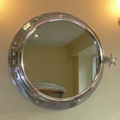 Nichel Chrome Aluminium Nautical Porthole Mirror Hind Handicrafts products