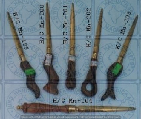 Brass Paper Knife Cutter with Pine Wood Handle Hind Handicrafts products