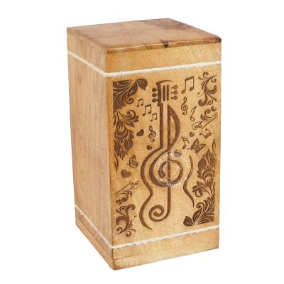 Mango Wood Border Engraved Cremation Urn Box Hind Handicrafts products