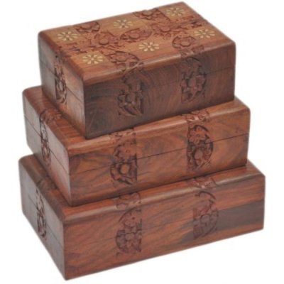 Sheesham Wood Border Engraved Jewelry Box Hind Handicrafts products