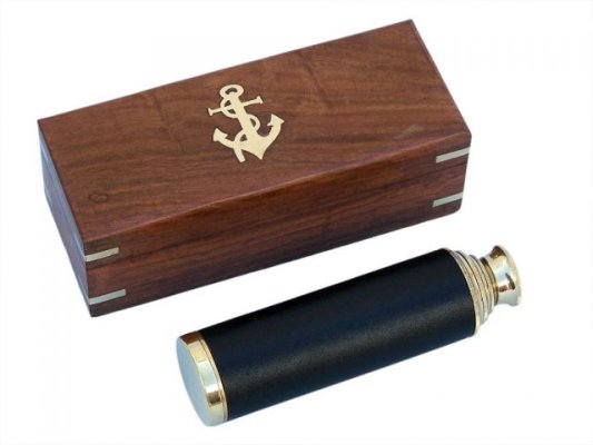 Nautical Brass Telescope with Sheesham Wood Brass Inlaid Box Hind Handicrafts products