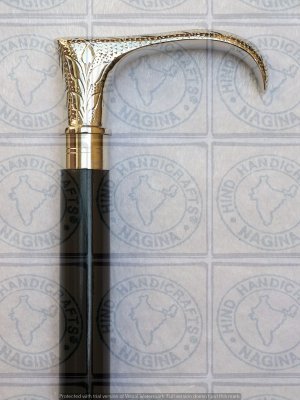 Wooden Walking Stick with Nickel Chrome Brass Handle Hind Handicrafts products