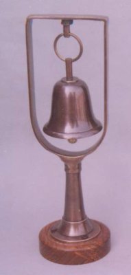 Handcrafted Nautical Brass Bell with Wood Base Hind Handicrafts products