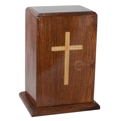 Sheesham Wood Cremation Urn Box with Cross Hind Handicrafts products