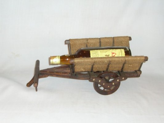 Mango Wood Rope Wrapped Bottle Holder - Bullock Cart Hind Handicrafts products