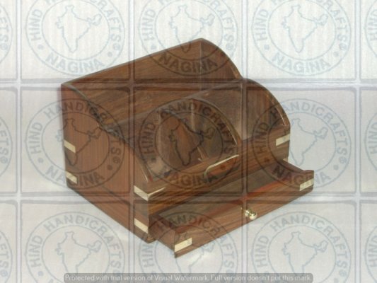 Sheesham Wood Brass Inlaid Office Rack or Holder Hind Handicrafts products