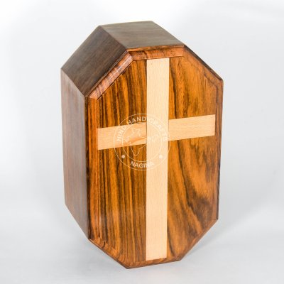 Sheesham Wood Cremation Urn Box with Cross Hind Handicrafts products