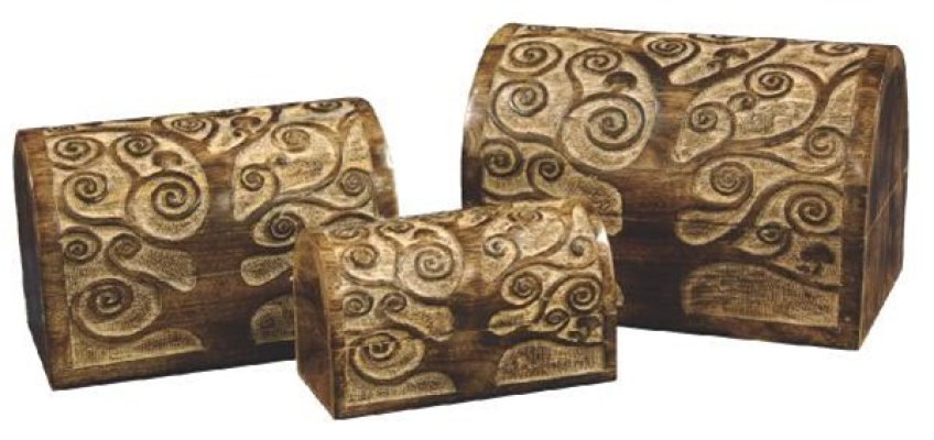 Mango Wood Engraved Tree of life Antique Jewelry Box Hind Handicrafts products