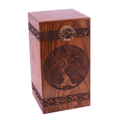 Sheesham Wood Engraved Tree of life Cremation Urn Box Hind Handicrafts products