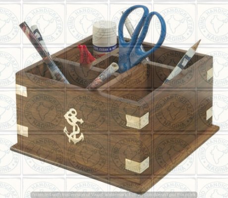 Sheesham Wood Brass Inlaid Pen Holder Hind Handicrafts products