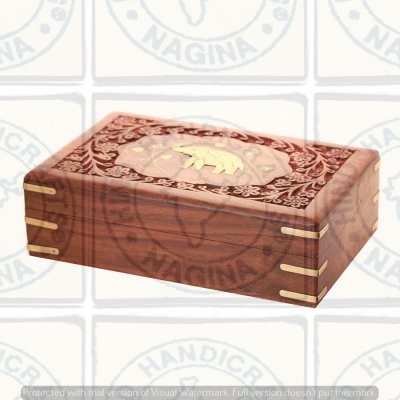 Sheesham Wood Engraved Brass Inlaid Jewelry Box Hind Handicrafts products