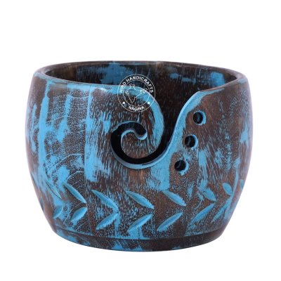 Handcrafted Antique Mango Wood Yarn Bowl  Hind Handicrafts products